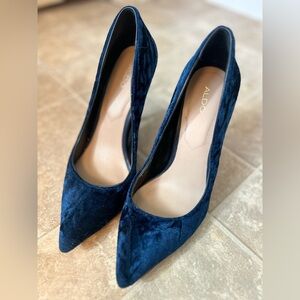 Aldo Navy Velvet Pointed-Toe Pumps
